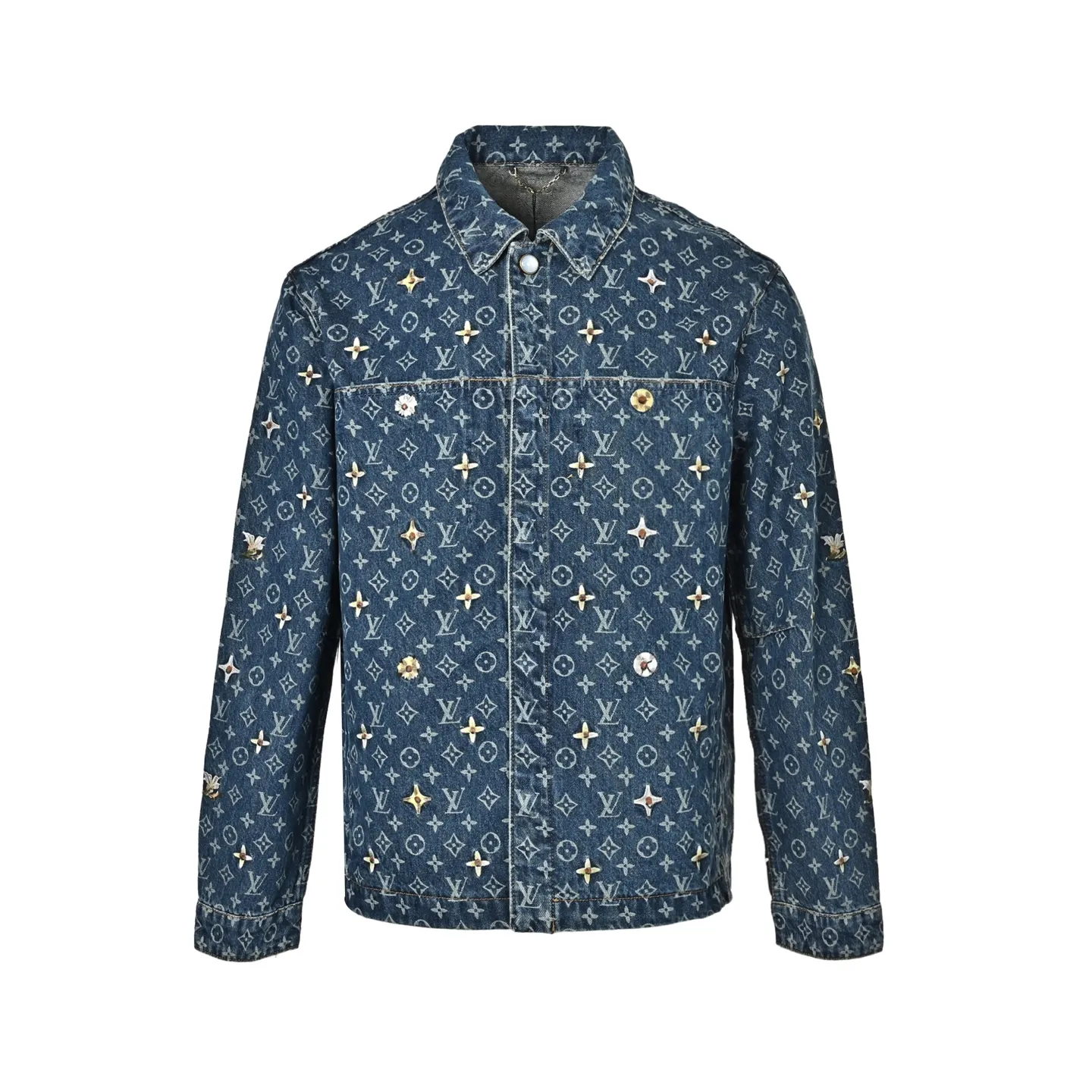 Louis Vuitton/Louis Vuitton all-over logo daisy embroidered denim jacket